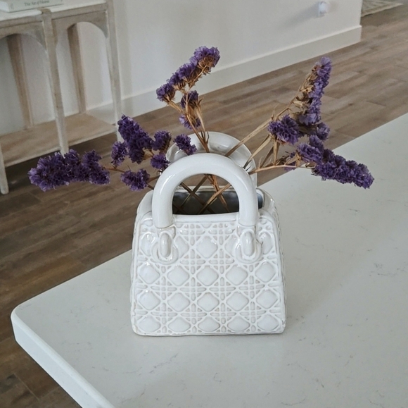 Dior Accessories - New DIOR LADY DIOR Bag Vase White Ceramic Mini Bag Vase Top Handle Cannage Bag